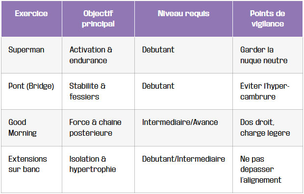 tableau extensions sur banca lombaires isoler pour mieux renforcer