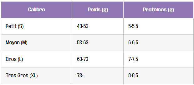 tableau combien de proteines selon la taille de oeuf le tableau comparatif