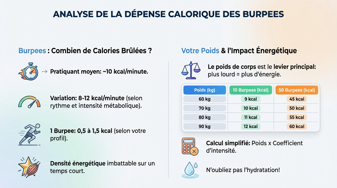Dépense calorique des burpees et impact du poids corporel
