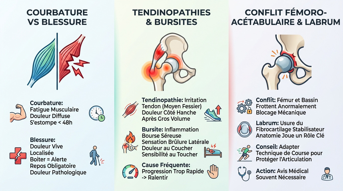 Douleur à la hanche lors de la course à pied et solutions