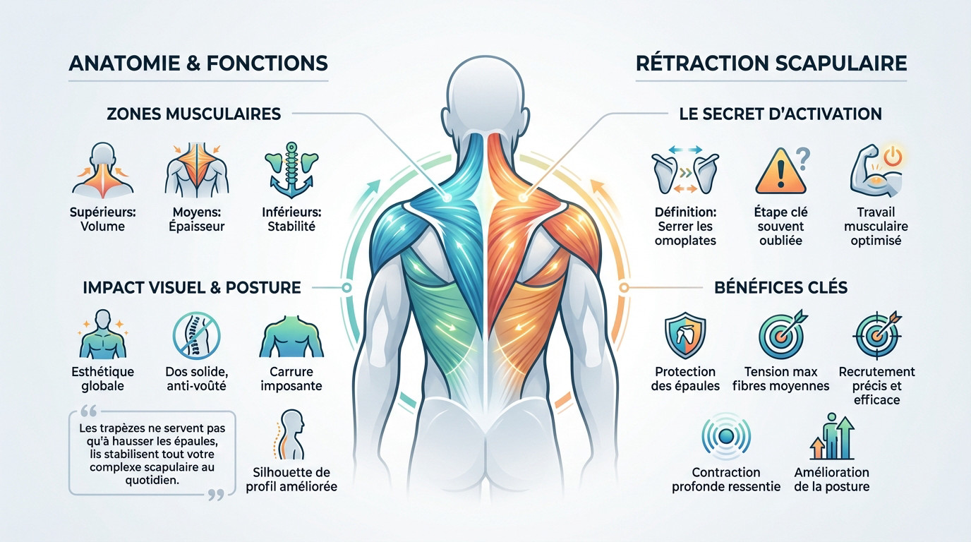 Anatomie des trapèzes et technique de rétraction scapulaire