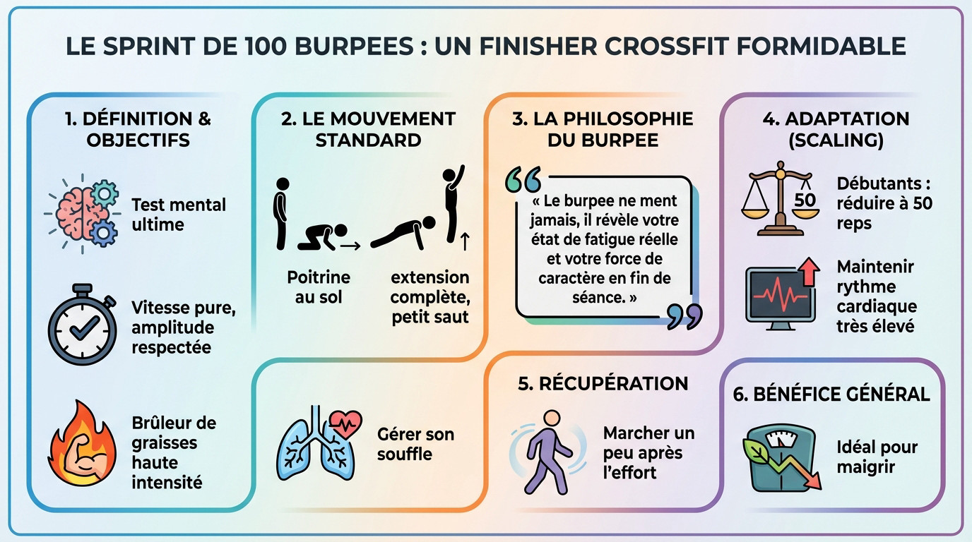 Athlète réalisant des burpees intenses en fin de séance de CrossFit