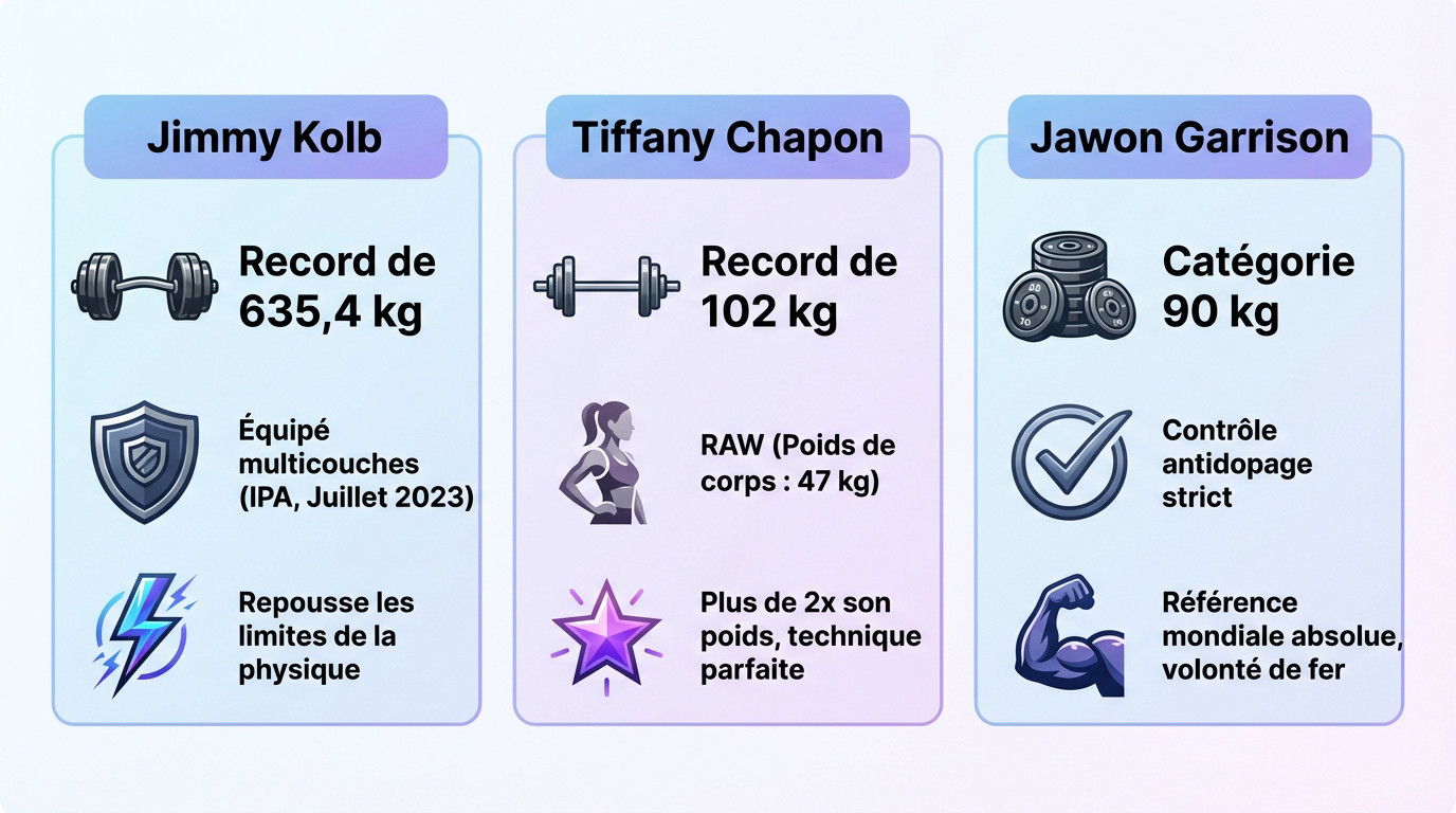 Athlètes de force athlétique réalisant des records mondiaux au développé couché