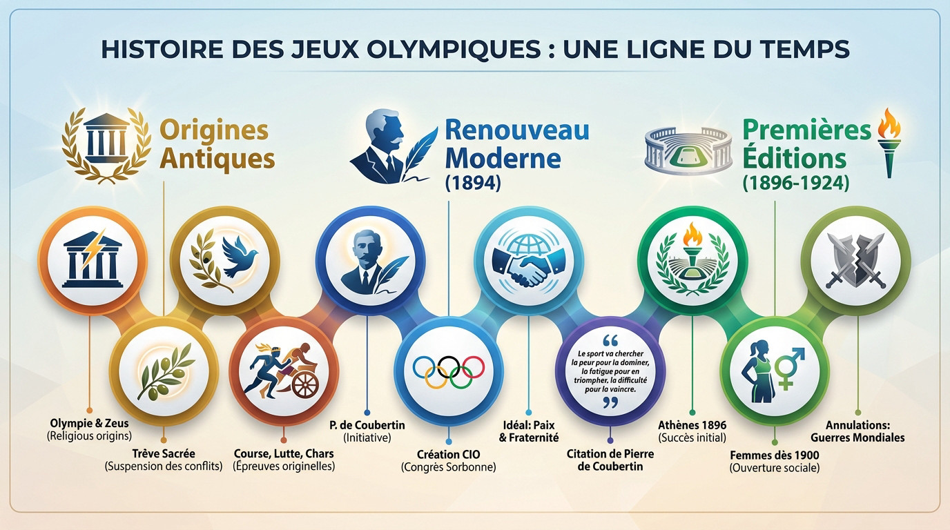 Chronologie historique des Jeux Olympiques de l'Antiquité à l'ère moderne