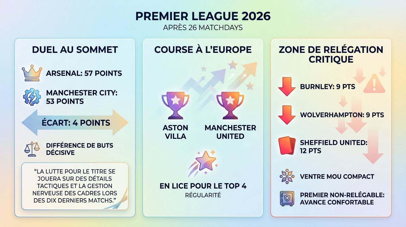 Statistiques Premier League 2026 après 26 journées