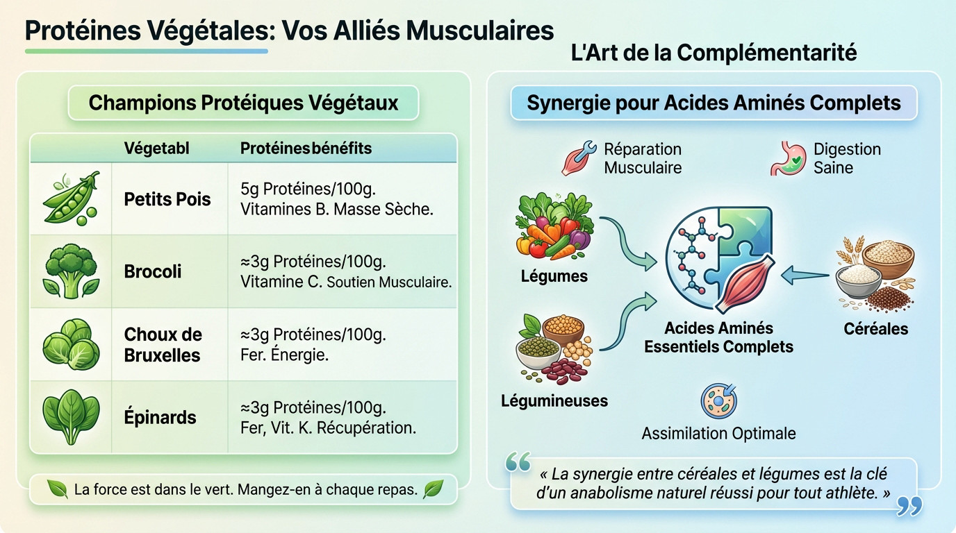 Légumes verts riches en protéines pour la performance sportive