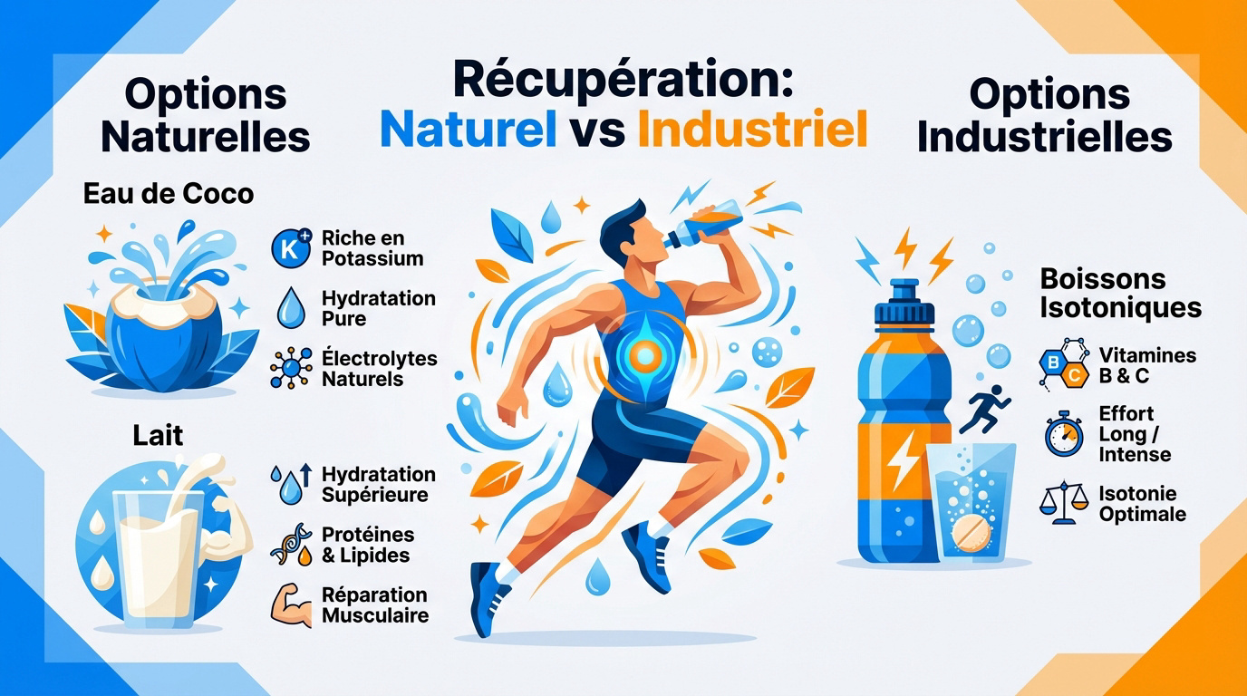 Comparaison entre boissons de réhydratation naturelles et industrielles pour le sport