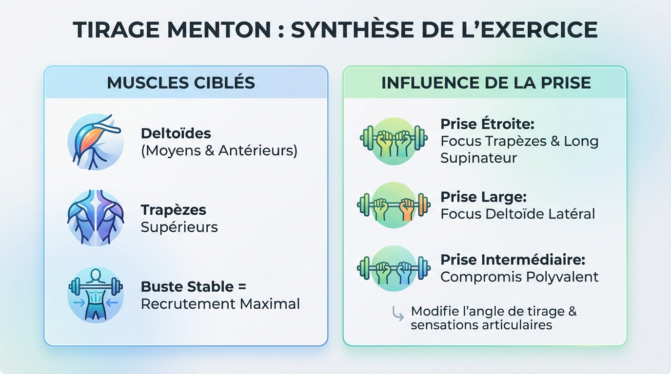Exécution correcte du tirage menton avec haltères pour muscler les épaules