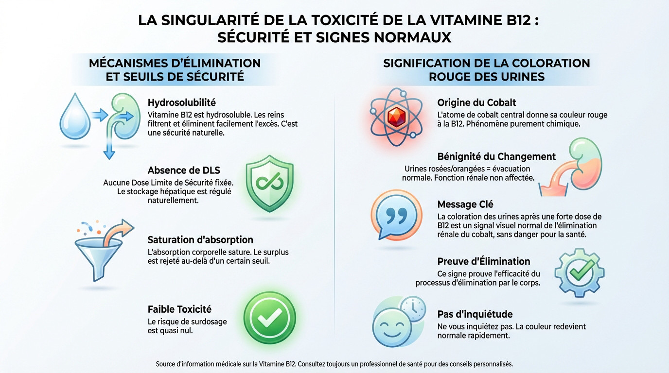 Illustration de la sécurité de la vitamine B12 et de son élimination naturelle par les reins