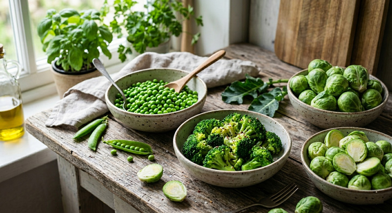 le trio gagnant petits pois brocoli et choux de