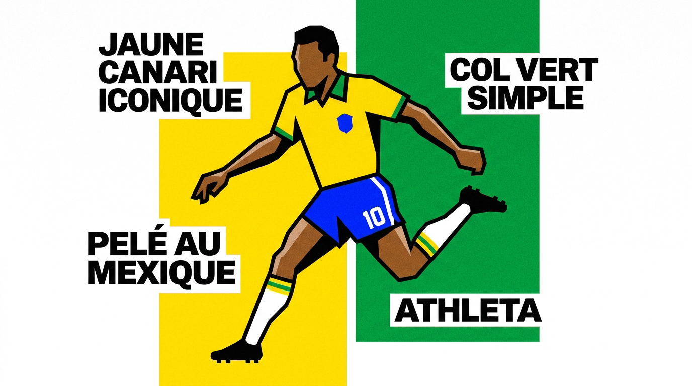 Maillot jaune classique du Brésil 1970 porté par Pelé au Mexique